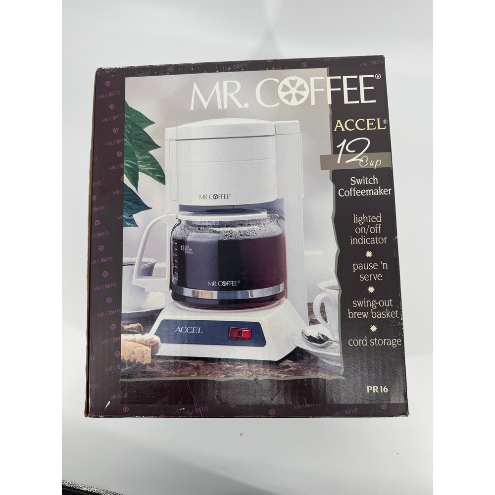 Vintage Mr. Coffee Accel PR16 12 Cup Switch Coffeemaker White 1997 NIB Retro